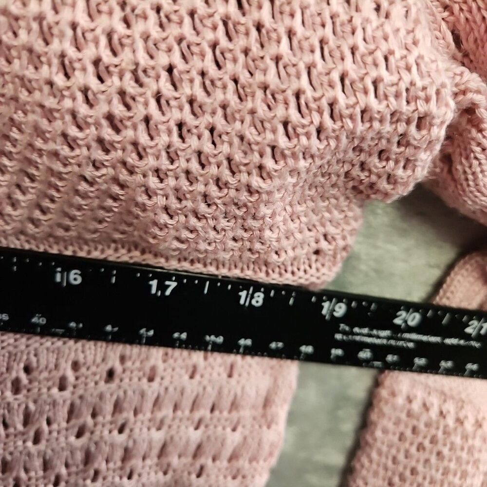 A Knitch above Vtg Women's Lg Pink Cardigan Duster open weave tunic - Picture 6 of 10